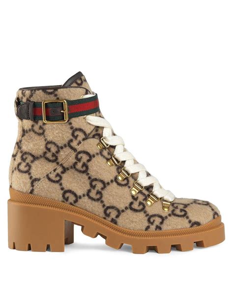 gucci trip gg wool combat boots|gucci signoria ankle boots.